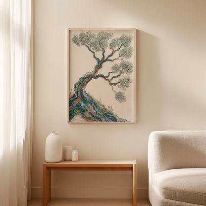 Mediterranean Olive Tree Wall Art, Rustic Botanical Canvas Print