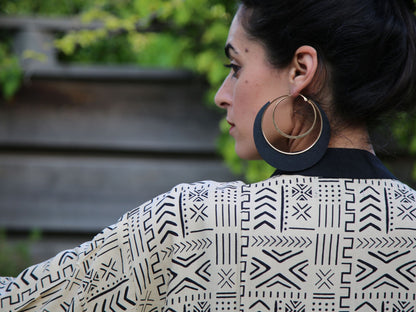 Boho Geometric Print Shirt, Lightweight Modal Button-Down