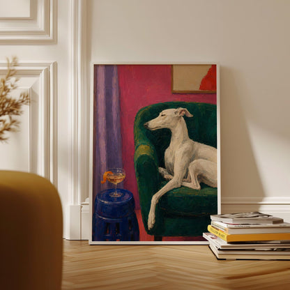 Colorful Greyhound Wall Art Canvas Print, Modern Sighthound Deco