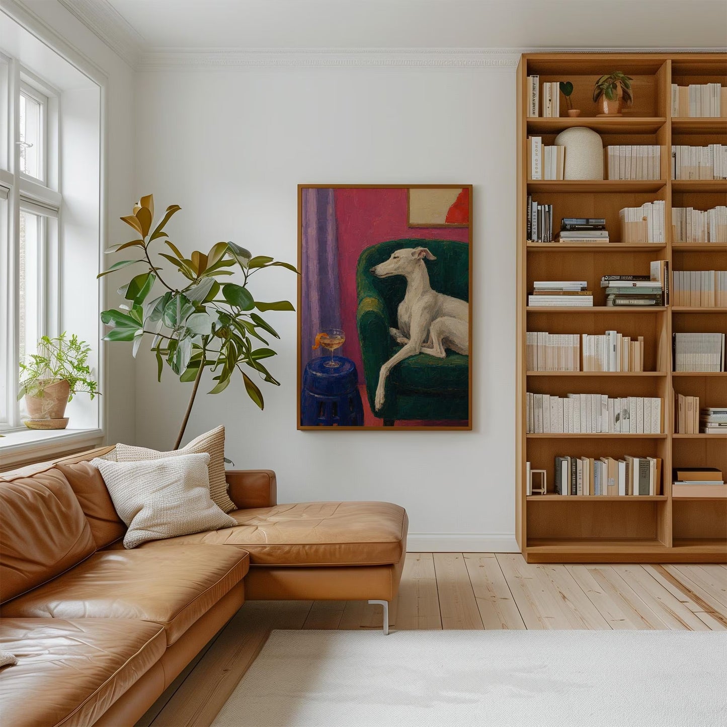 Colorful Greyhound Wall Art Canvas Print, Modern Sighthound Deco