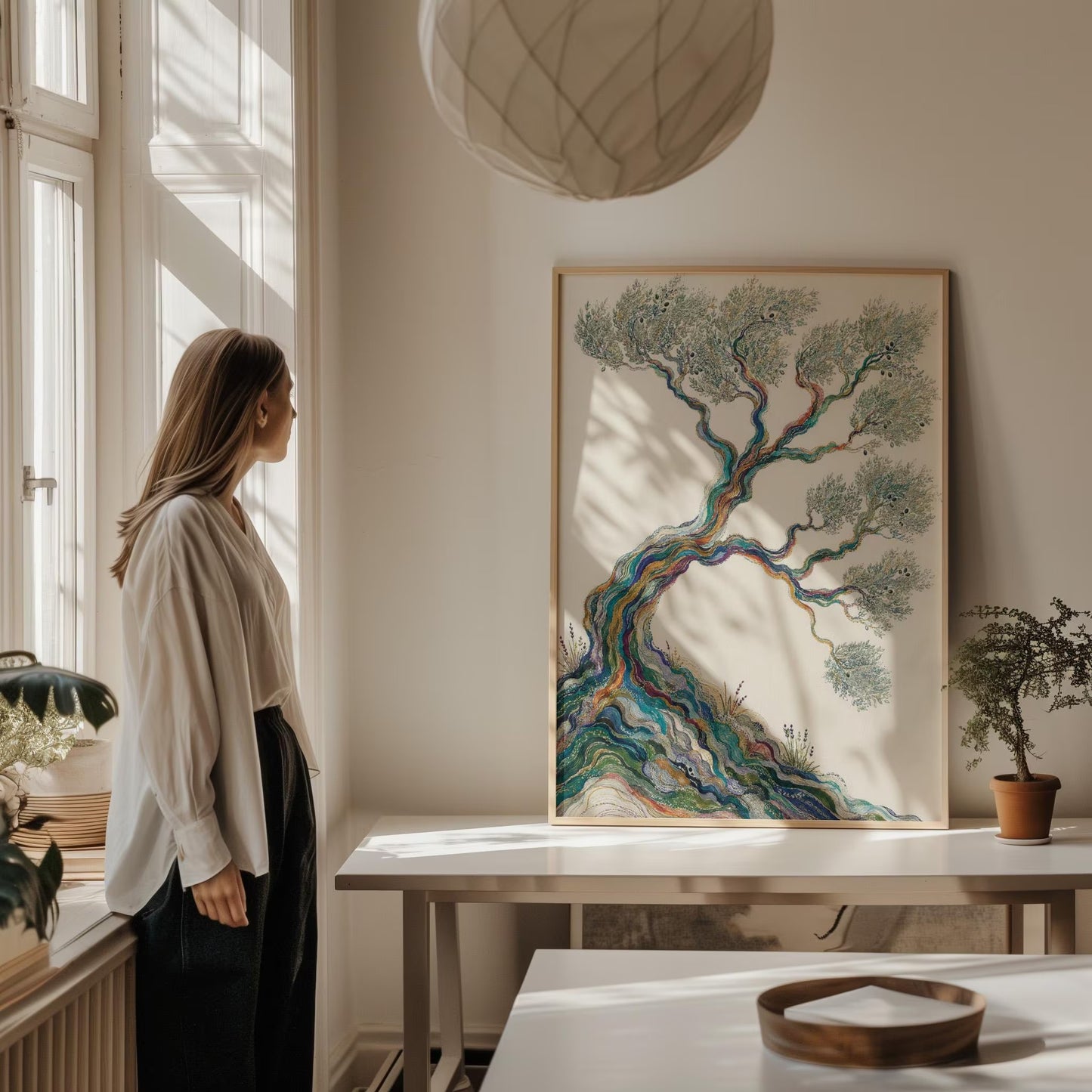 Mediterranean Olive Tree Wall Art, Rustic Botanical Canvas Print