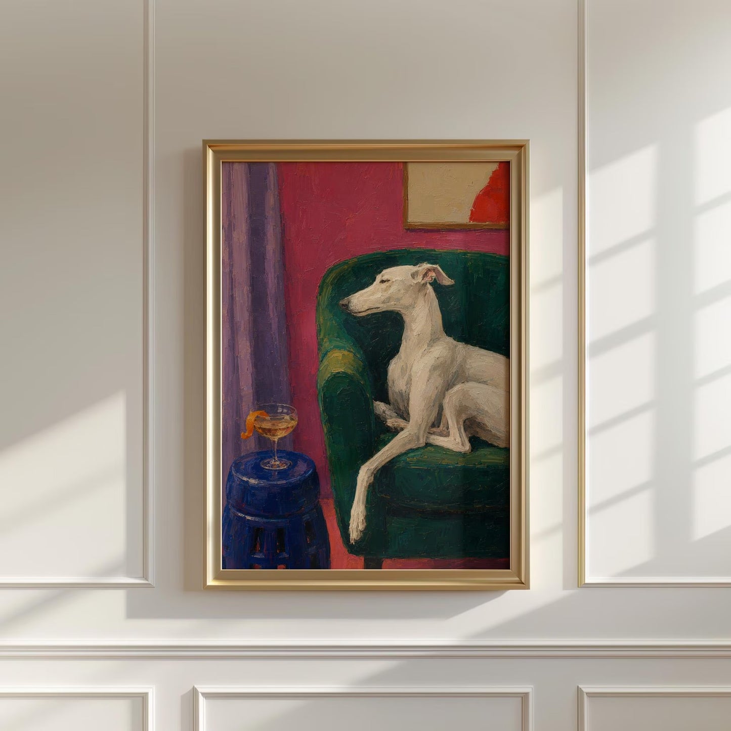 Colorful Greyhound Wall Art Canvas Print, Modern Sighthound Deco