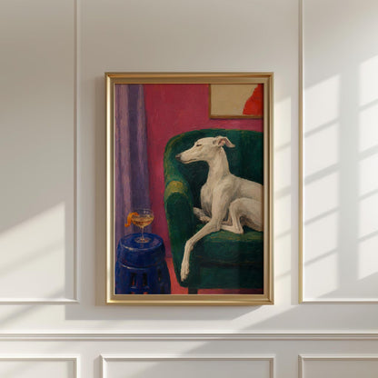 Colorful Greyhound Wall Art Canvas Print, Modern Sighthound Deco